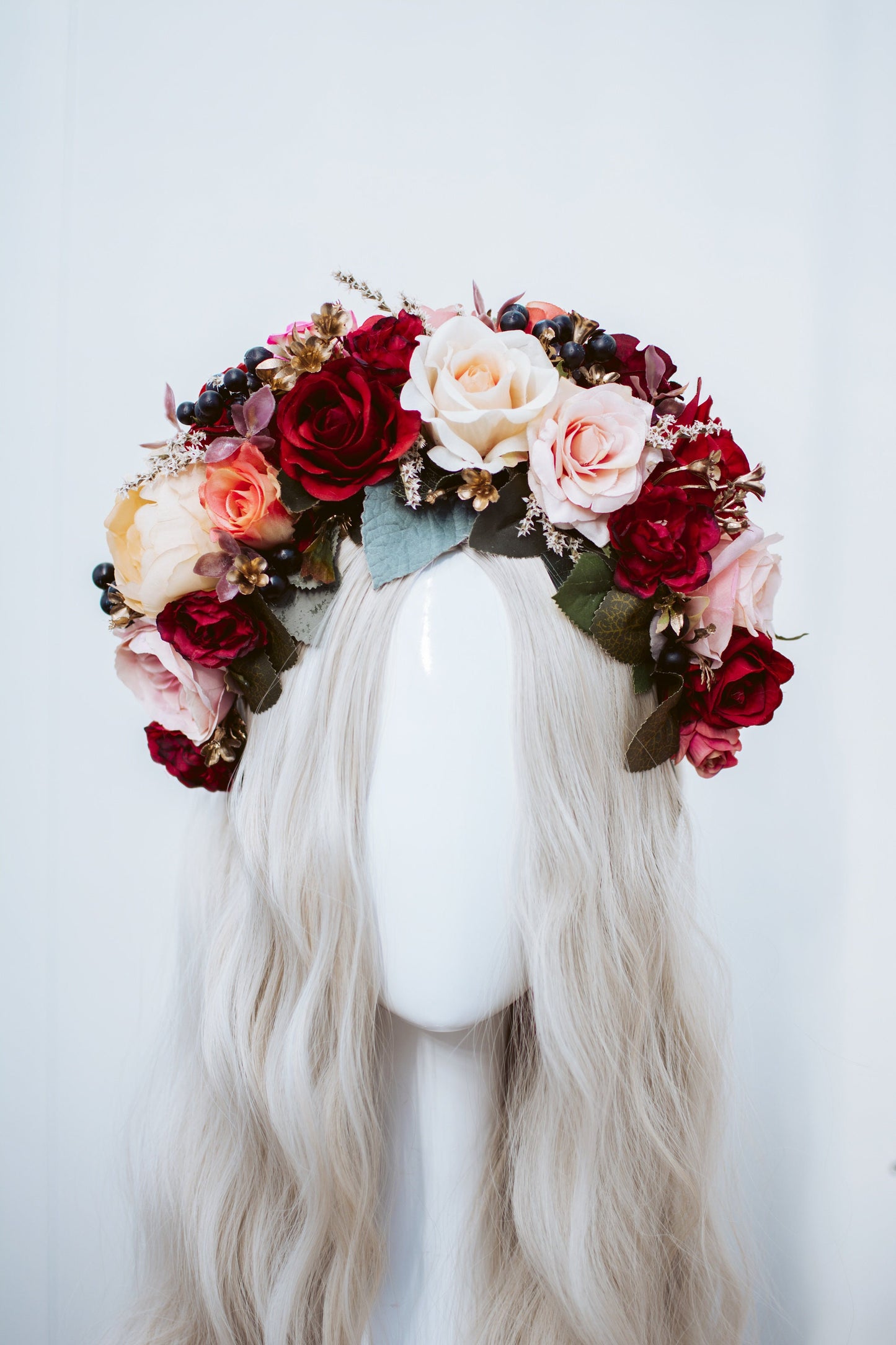 Flower Crown, Burgundy Flower Crown, Flower Headpiece, Floral Crown, Tropical Crown, Crown, Headband, Headpiece, Pregnancy Photo, Goddess