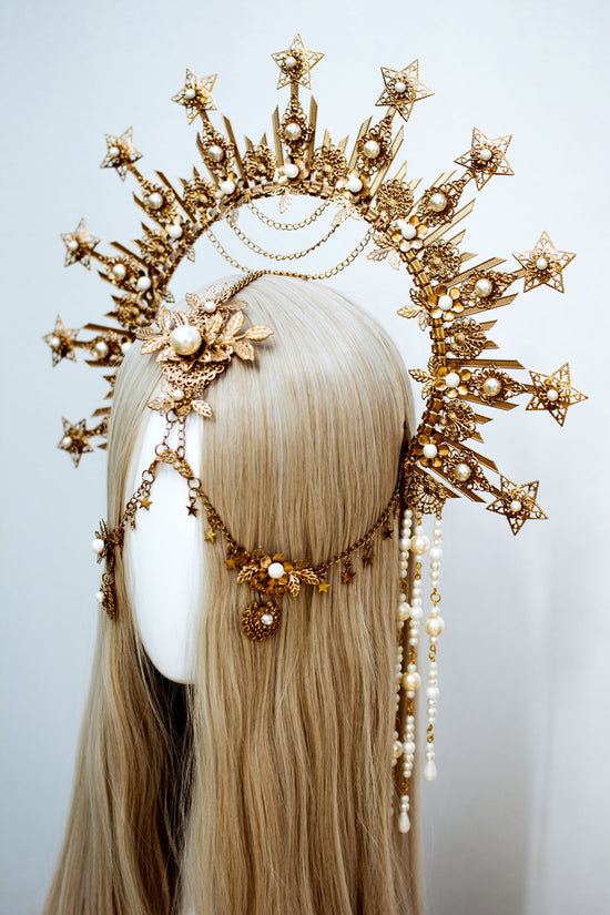 Gold Halo Crown, Halo Headpiece, Festival crown, Festival headpiece, Moon Child, Wedding Crown, Halo crown, Boho Wedding, Halo Headband