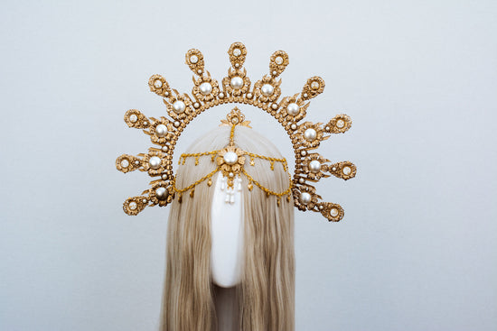 Gold Halo Crown, Halo Headpiece, Festival crown, Festival headpiece, Met Gala Crown, Wedding Crown, Halo crown, Boho Wedding, Halo Headband