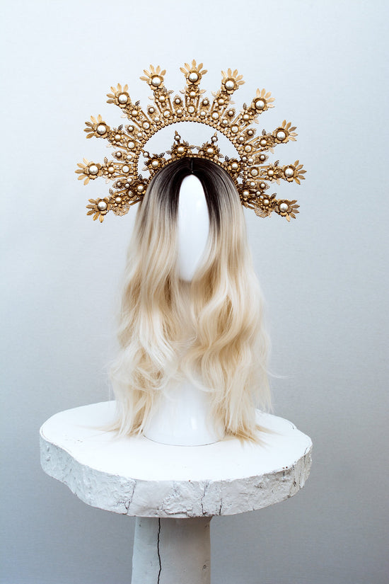 Gold Halo Crown, Halo Headpiece, Festival crown, Festival headpiece, Met Gala Crown, Wedding Crown, Halo crown, Photo Props, Halloween