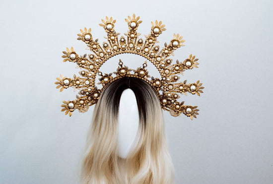 Gold Halo Crown, Halo Headpiece, Festival crown, Festival headpiece, Met Gala Crown, Wedding Crown, Halo crown, Photo Props, Halloween