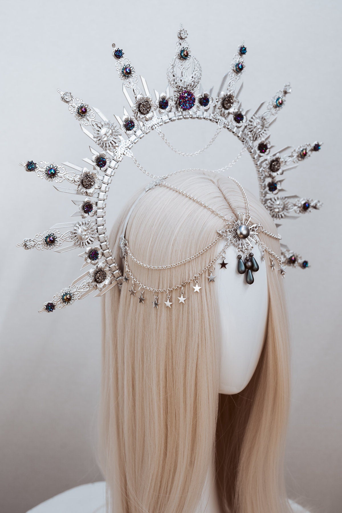 Halo Crown, Silver Halo Headband, Halo, Halo Headpiece, Crown, Headband, Headpiece, Boho Wedding, Wedding Halo crown, Silver tiara, Crown