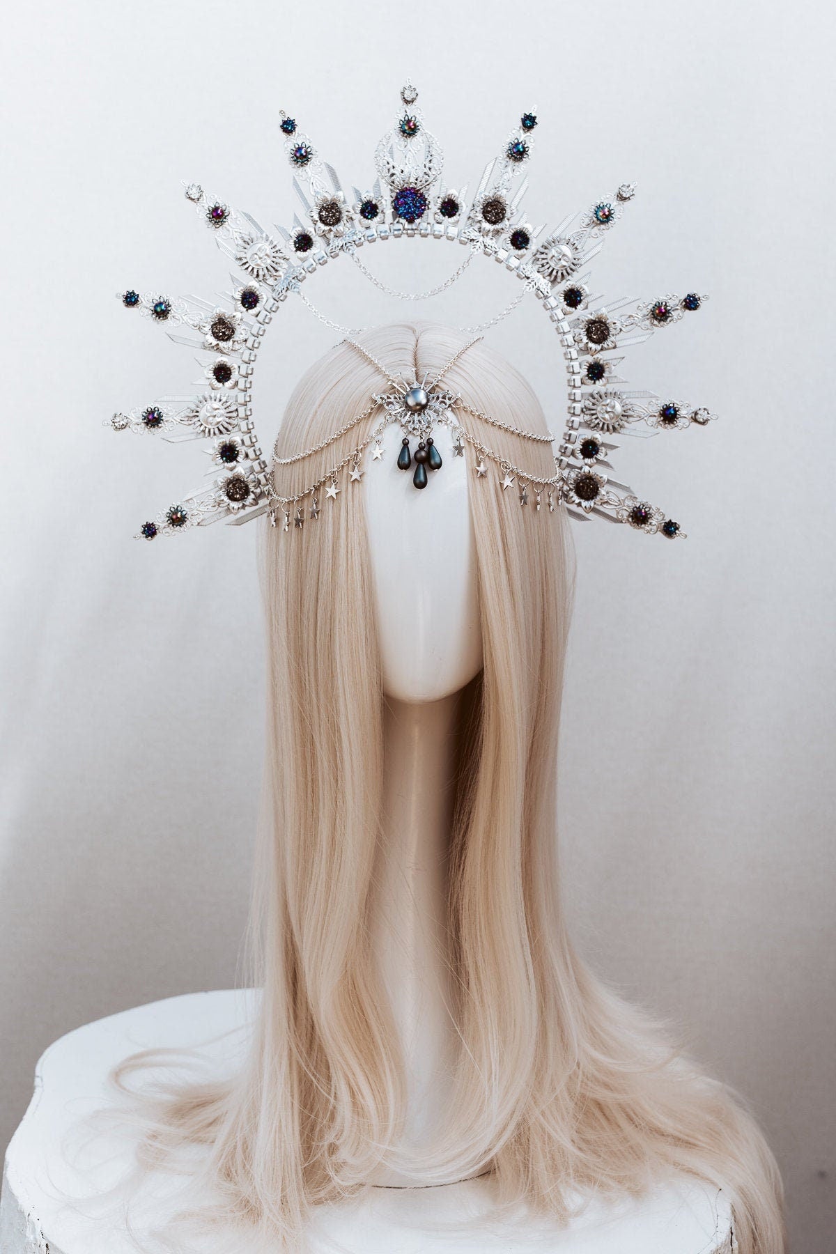 Halo Crown, Silver Halo Headband, Halo, Halo Headpiece, Crown, Headband, Headpiece, Boho Wedding, Wedding Halo crown, Silver tiara, Crown