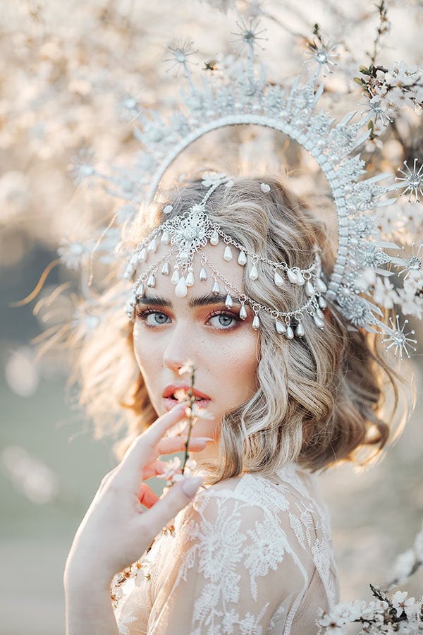 Halo Silver halo crown Jewellery Silver crown Flower crown Bridal headpiece Celestial jewellery Krone Crown Headdress Fairy crown Wedding