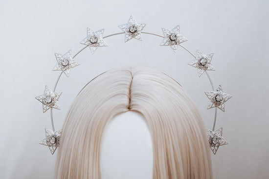 Halo Crown, Silver Halo Headband, Halo Headpiece, Star Halo, Headband, Headpiece, Boho Wedding, Wedding Halo crown, Silver tiara, Crown