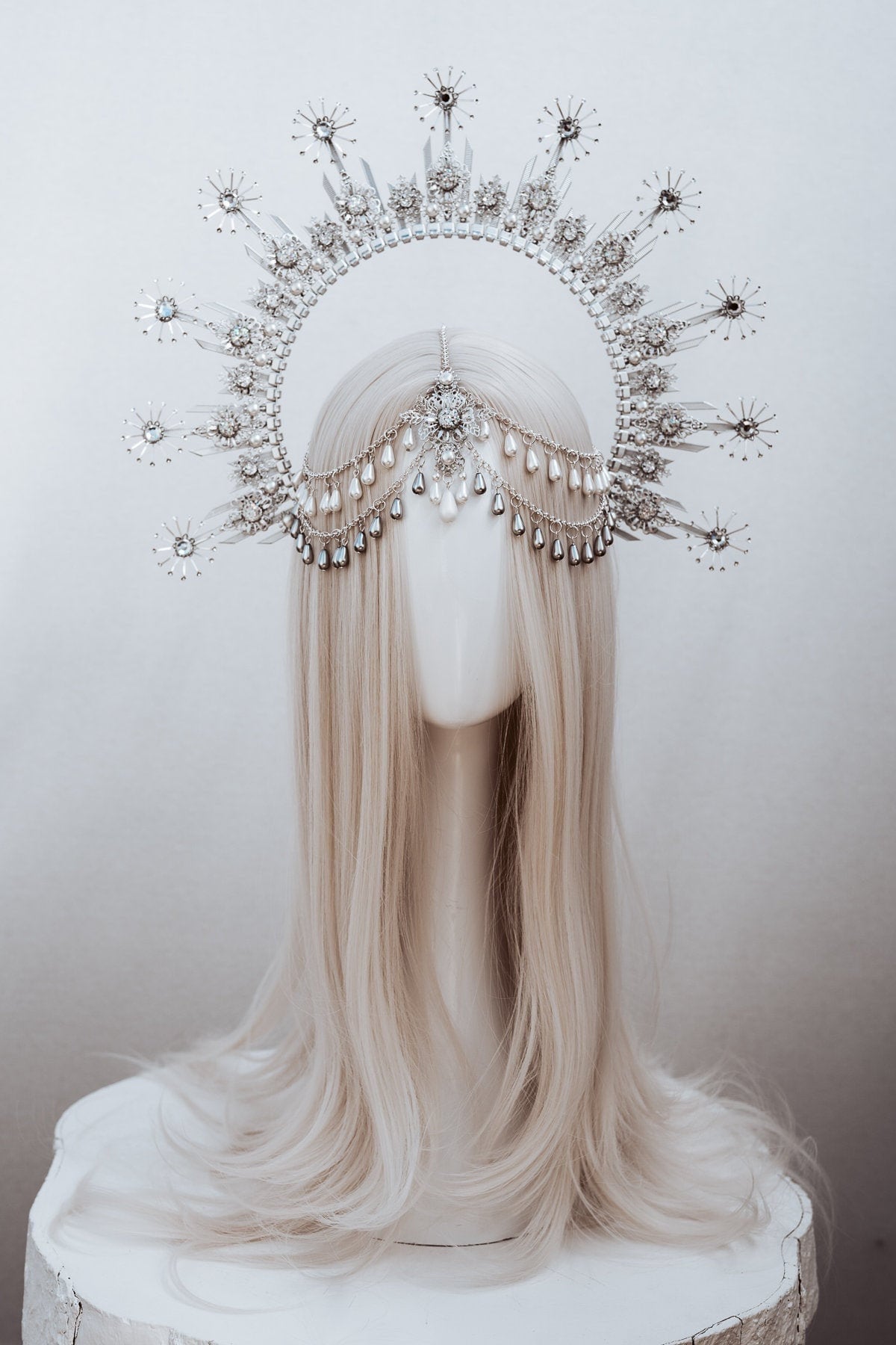 Halo Silver halo crown Jewellery Silver crown Flower crown Bridal headpiece Celestial jewellery Krone Crown Headdress Fairy crown Wedding