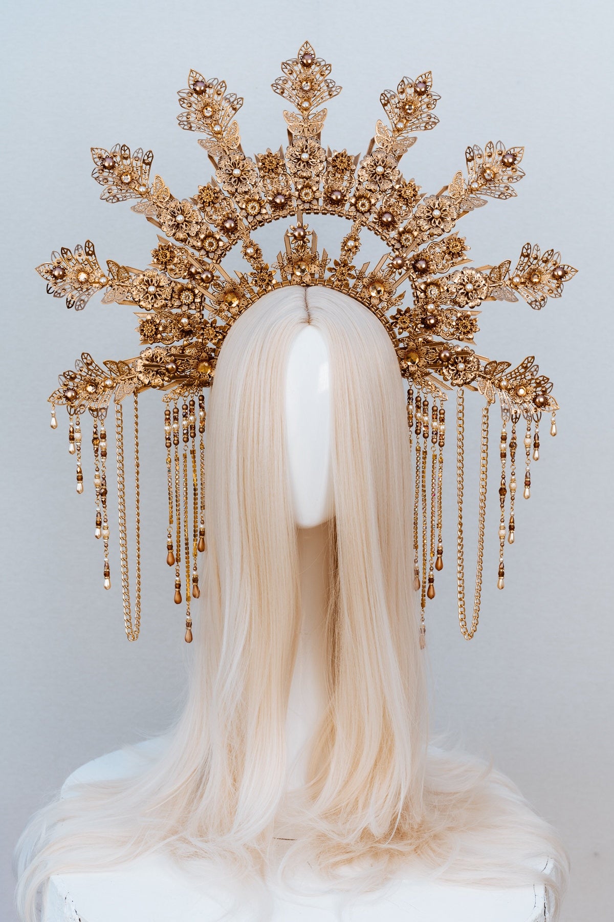 Halo crown Wedding headpiece Goddess crowns Flower crown Tiara Sun crown Halo headband Wedding crown Krone Celestial Jewellery Diadem Bridal