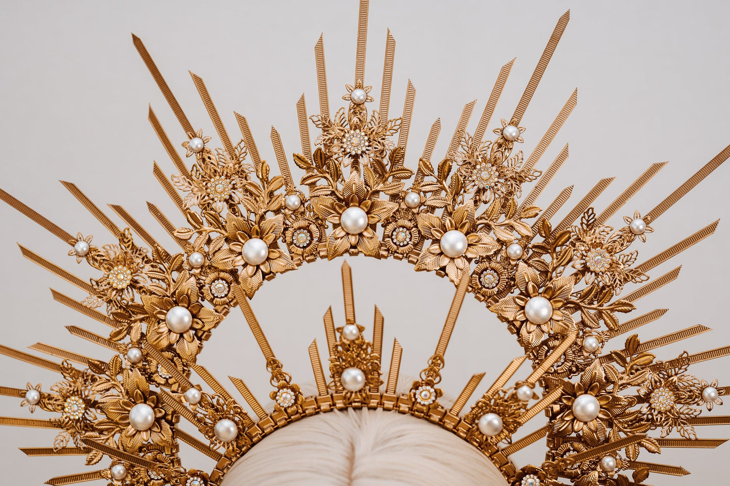 Detail of gold wedding crown