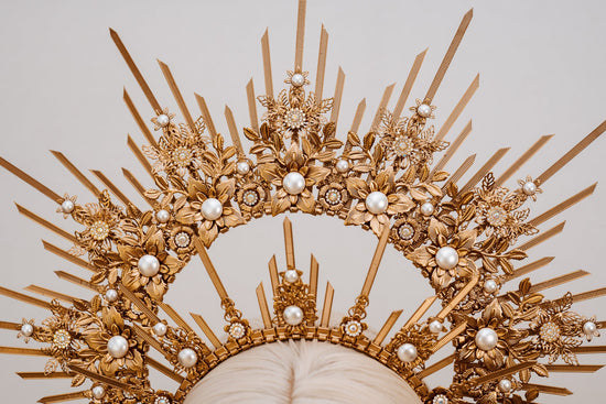 Detail of gold wedding crown