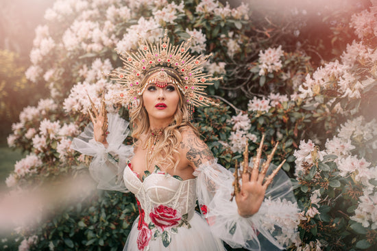 Wedding halo crown with flowers