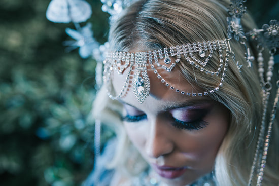 Silver Butterfly Halo Crown, Unique Wedding Tiara, Celestial Goddess Headpiece, Maternity Photo Shoot