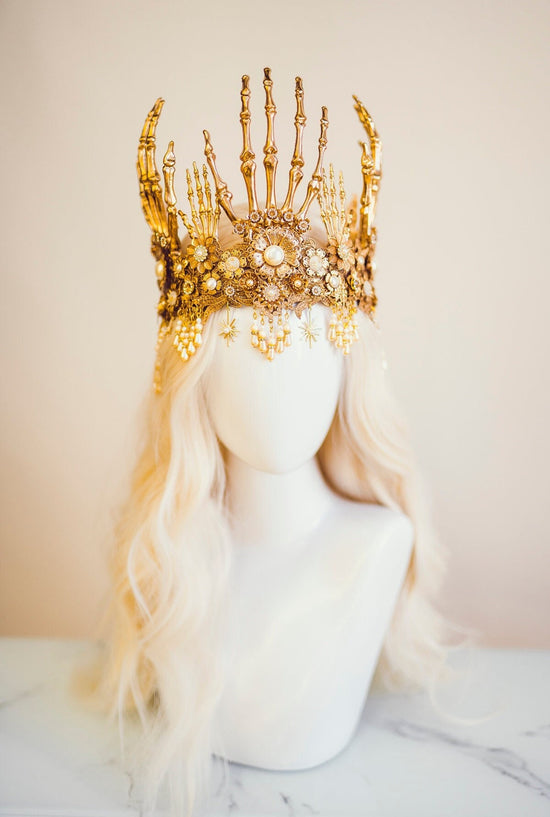 Sugar Skull Crown, Halloween, Halo, Halo Crown, Halo Headpiece, Halo Headband, Halo Headlights, Gold Halo, Headpiece, Skulls, Spooky Halo