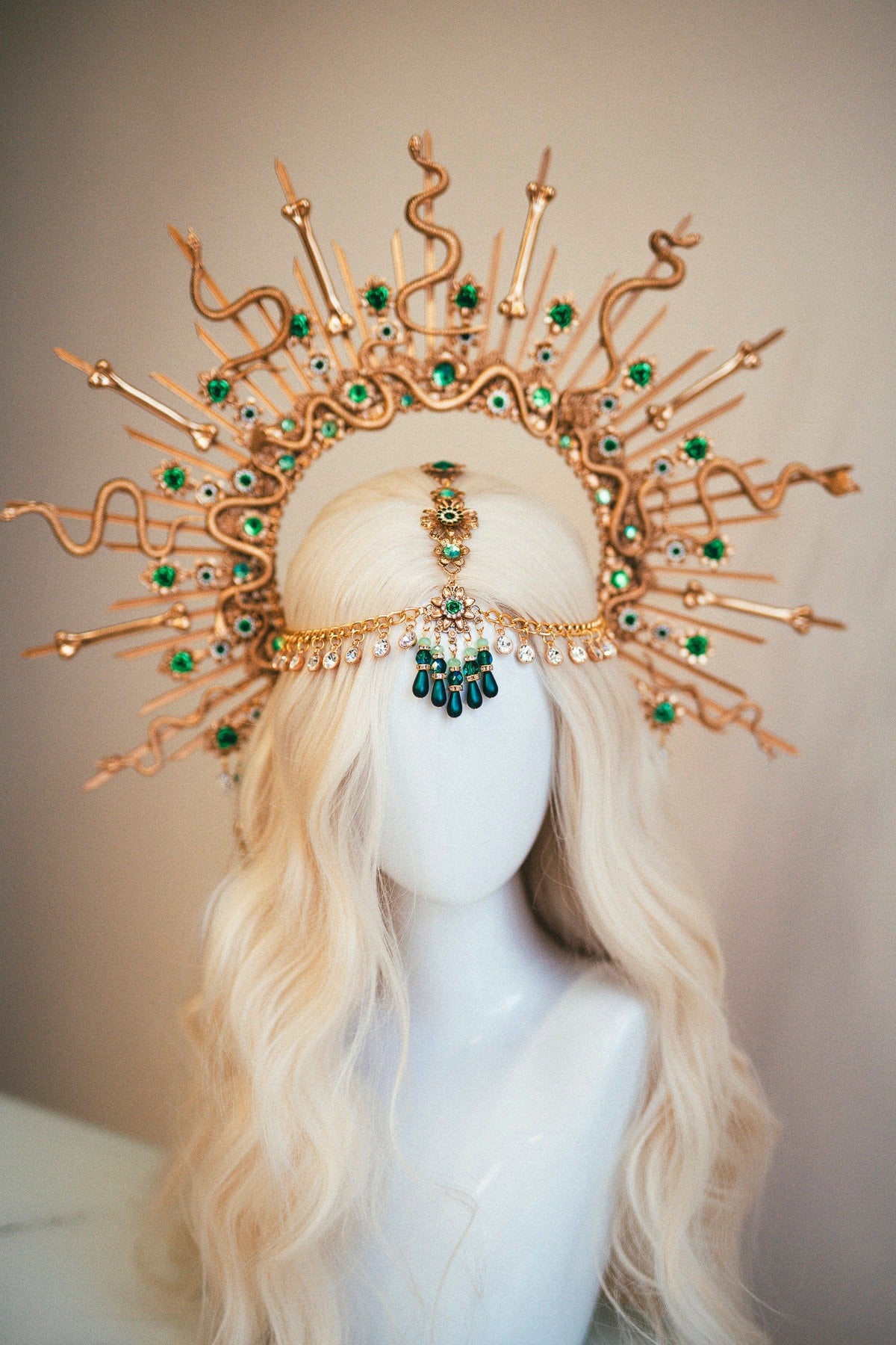 Medusa Crown, Halloween, Halo, Halo Crown, Halo Headpiece, Halo Headband, Halo Headlights, Gold Halo, Headpiece, Skulls, Spooky Halo, Snake