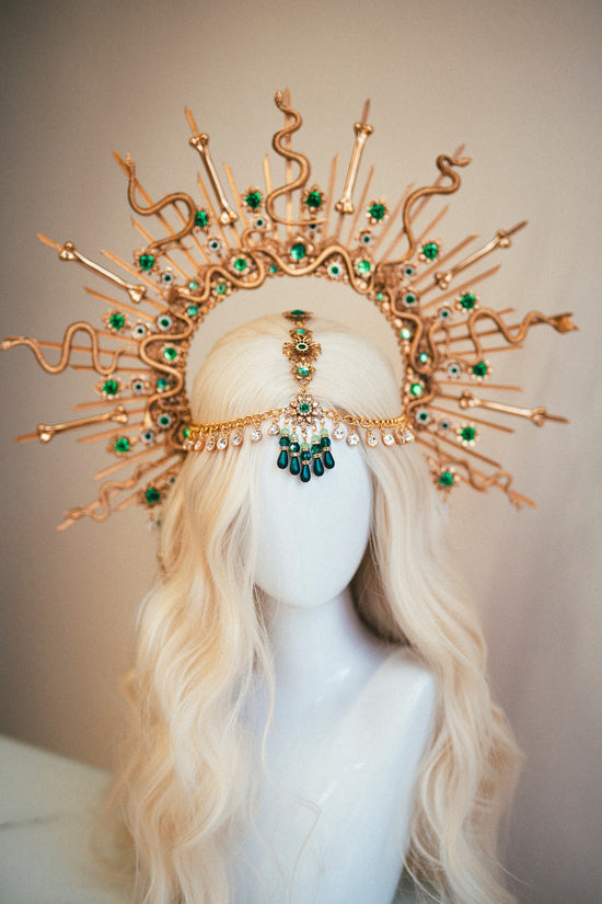 Medusa Crown, Halloween, Halo, Halo Crown, Halo Headpiece, Halo Headband, Halo Headlights, Gold Halo, Headpiece, Skulls, Spooky Halo, Snake