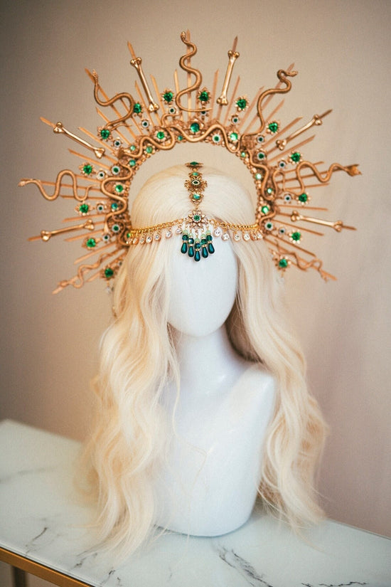 Medusa Crown, Halloween, Halo, Halo Crown, Halo Headpiece, Halo Headband, Halo Headlights, Gold Halo, Headpiece, Skulls, Spooky Halo, Snake