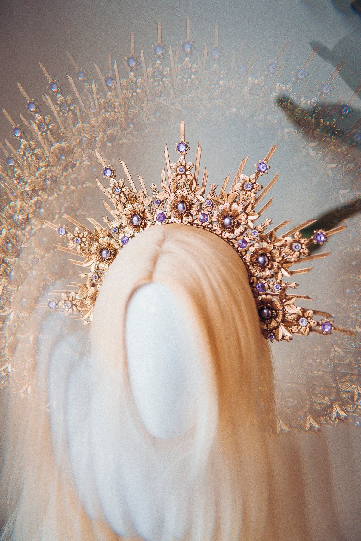 Lavender Halo Crown, Halo, Halo Crown, Halo Headpiece, Halo Headband, Halo Headlights, Crown, Gold Halo, Headpiece, Wedding Crown, Headband