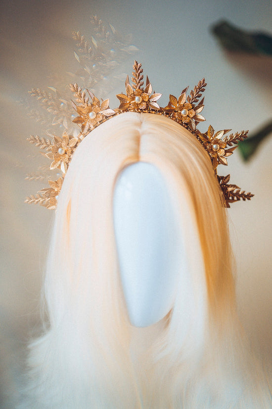 Beige Halo Crown, Halo Crown, Halo Headpiece, Halo Headband, Halo Headlights, Flower Crown, Gold Halo, Headpiece, Wedding Crown, Headband