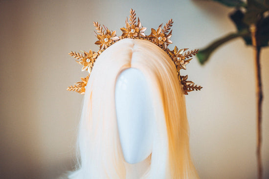 Beige Halo Crown, Halo Crown, Halo Headpiece, Halo Headband, Halo Headlights, Flower Crown, Gold Halo, Headpiece, Wedding Crown, Headband