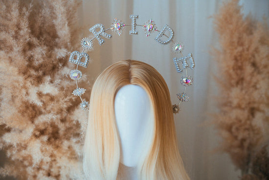 Bride Halo Crown, Bride to be, Halo Headband, Halo Headlights, Bachelorette , Silver Halo, Headpiece, Bachelor, Headband, Festival bride