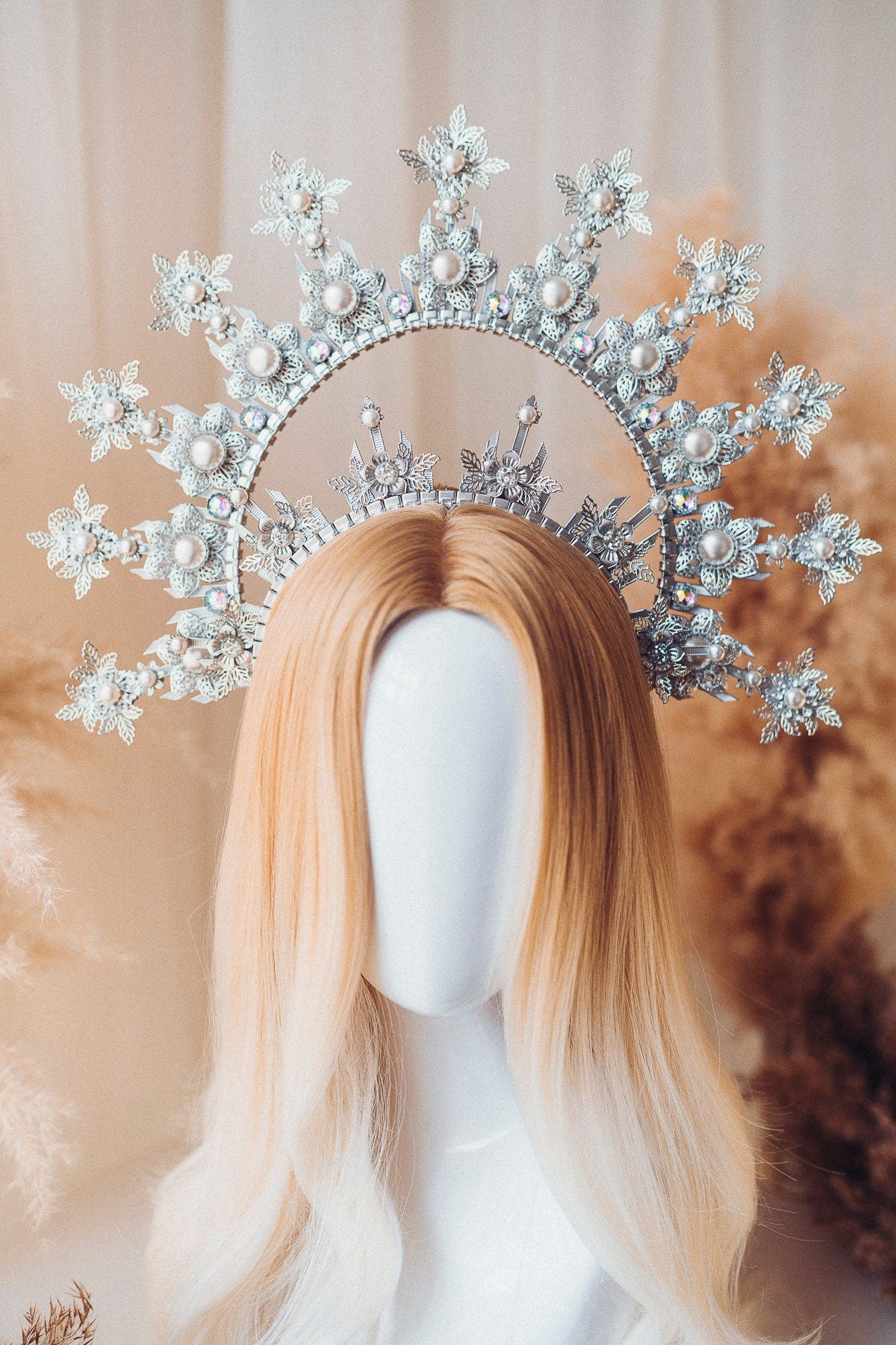 Silver Halo Crown, Halo Headpiece, Festival crown, Festival headpiece, Met Gala Crown, Wedding Crown, Halo crown, Boho Wedding,Halo Headband