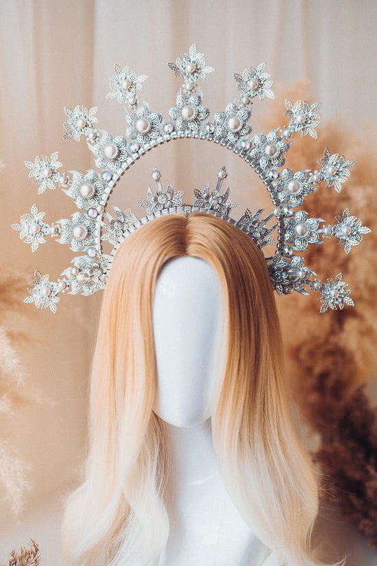 Silver Halo Crown, Halo Headpiece, Festival crown, Festival headpiece, Met Gala Crown, Wedding Crown, Halo crown, Boho Wedding,Halo Headband