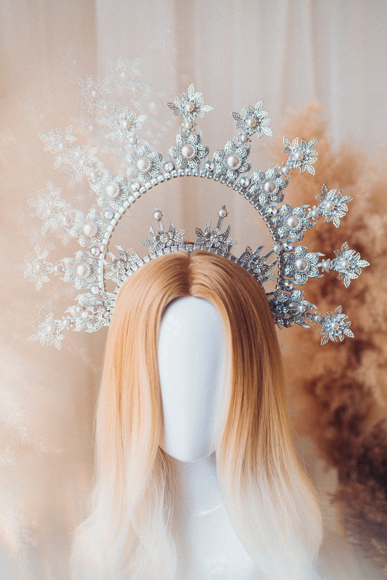 Silver Halo Crown, Halo Headpiece, Festival crown, Festival headpiece, Met Gala Crown, Wedding Crown, Halo crown, Boho Wedding,Halo Headband