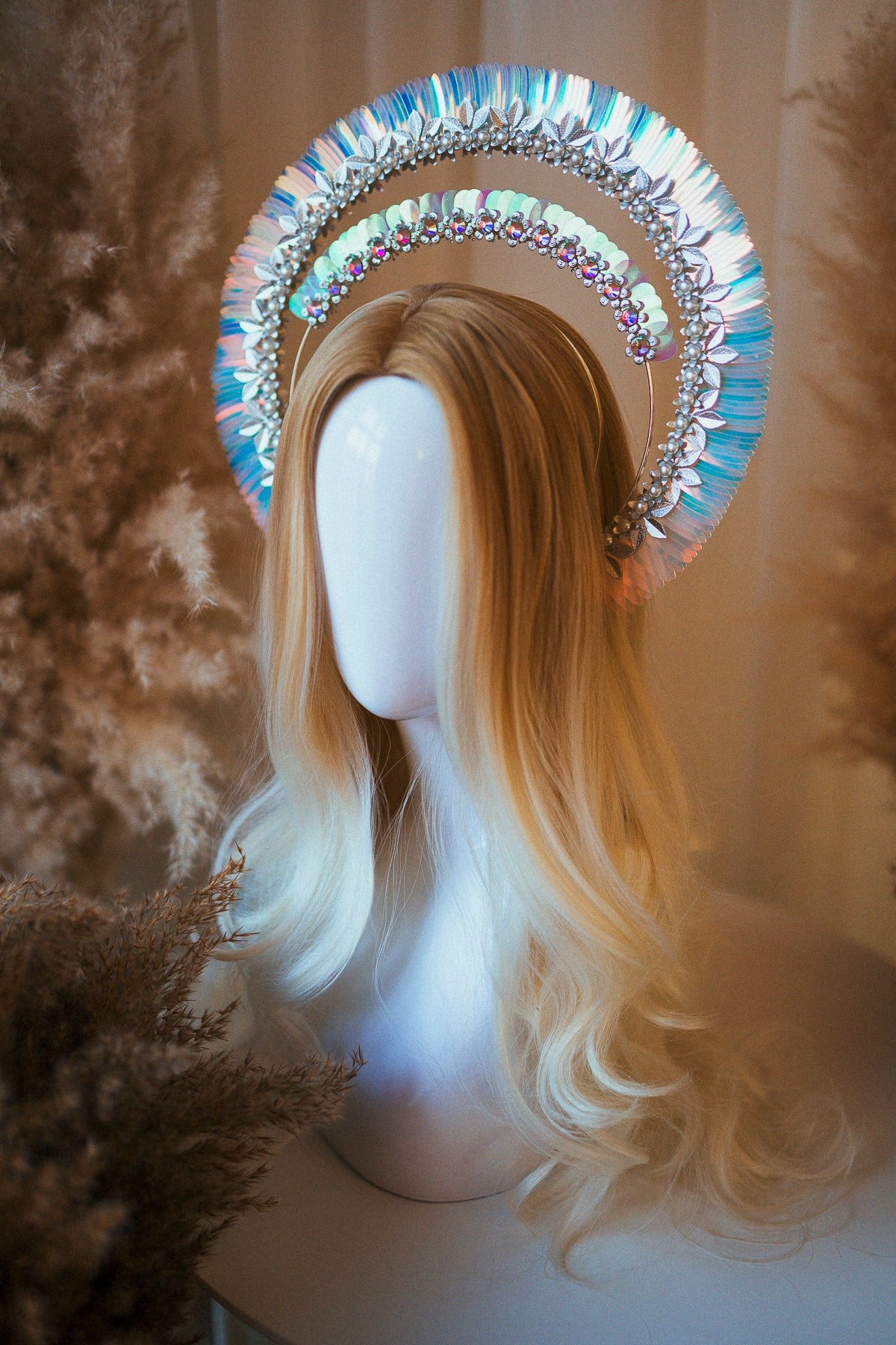 Glitter Halo Crown, Holo Halo, Halo Headpiece, Halo Headband, Halo Headlights, Holographic , Silver Halo, Headpiece, Festival Crown,Headband