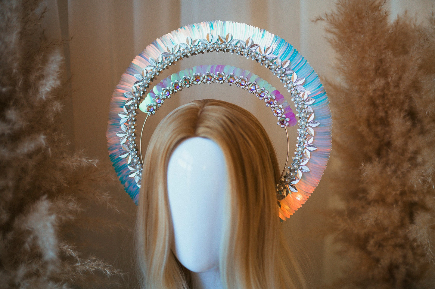 Glitter Halo Crown, Holo Halo, Halo Headpiece, Halo Headband, Halo Headlights, Holographic , Silver Halo, Headpiece, Festival Crown,Headband