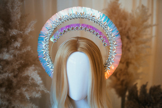 Glitter Halo Crown, Holo Halo, Halo Headpiece, Halo Headband, Halo Headlights, Holographic , Silver Halo, Headpiece, Festival Crown,Headband