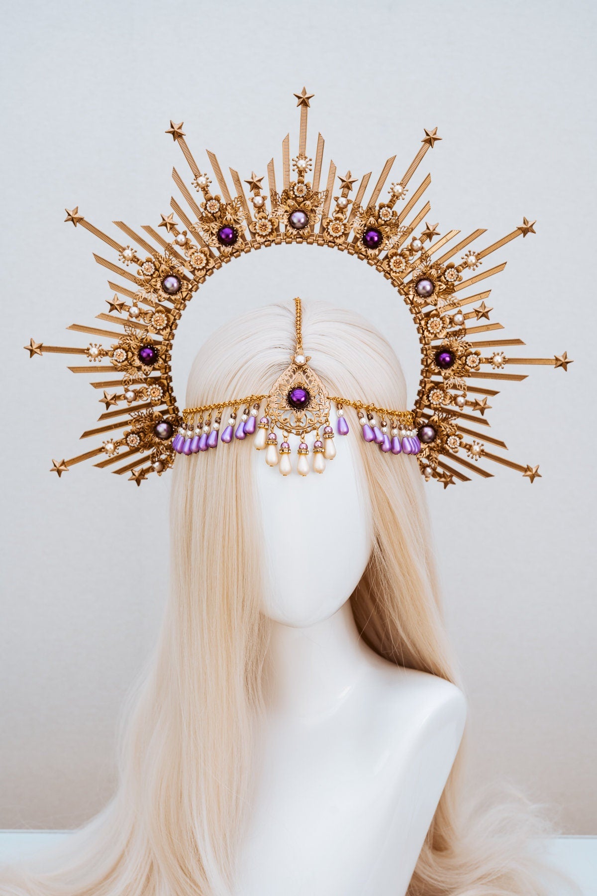 Lavender Halo, Sun Jewellery, Moon child, Halo Headpiece, Halo Crown, Halo Headlights, Crown, Celestial, Headpiece, Pregnancy Photo, Goddess