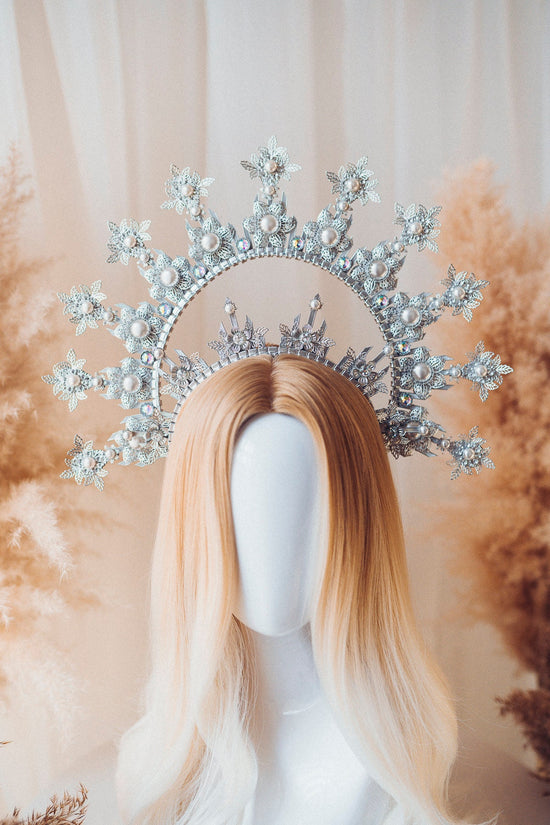 Silver Halo Crown, Halo Headpiece, Festival crown, Festival headpiece, Met Gala Crown, Wedding Crown, Halo crown, Boho Wedding,Halo Headband