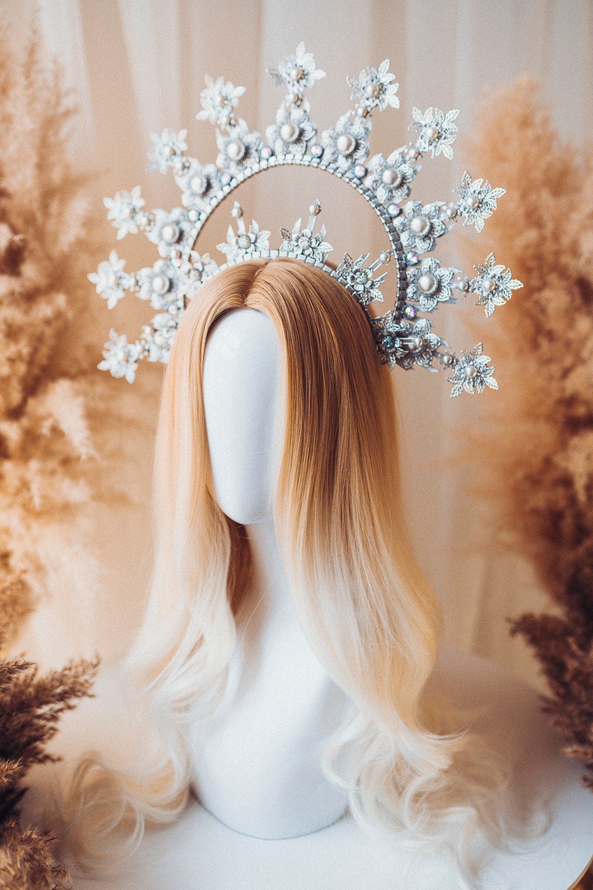 Silver Halo Crown, Halo Headpiece, Festival crown, Festival headpiece, Met Gala Crown, Wedding Crown, Halo crown, Boho Wedding,Halo Headband