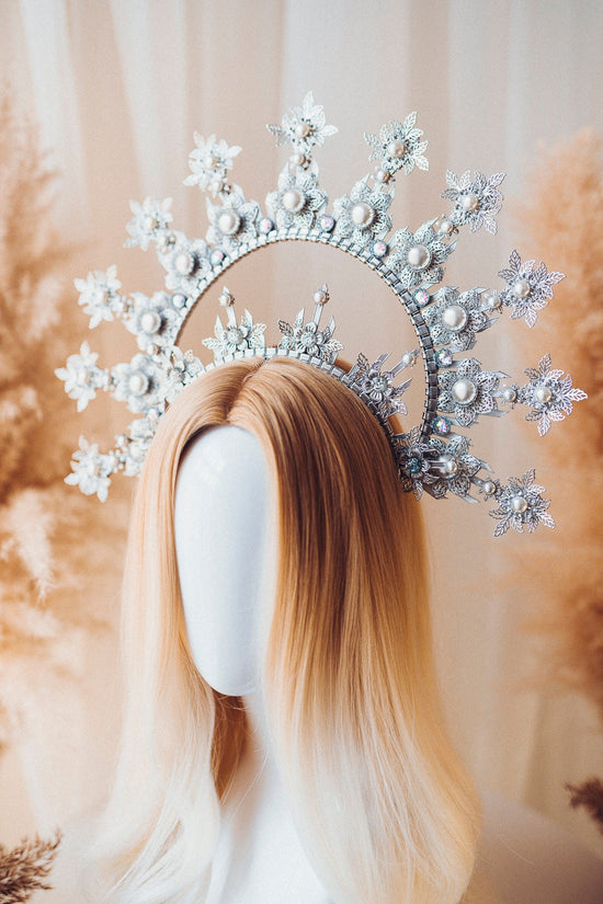 Silver Halo Crown, Halo Headpiece, Festival crown, Festival headpiece, Met Gala Crown, Wedding Crown, Halo crown, Boho Wedding,Halo Headband