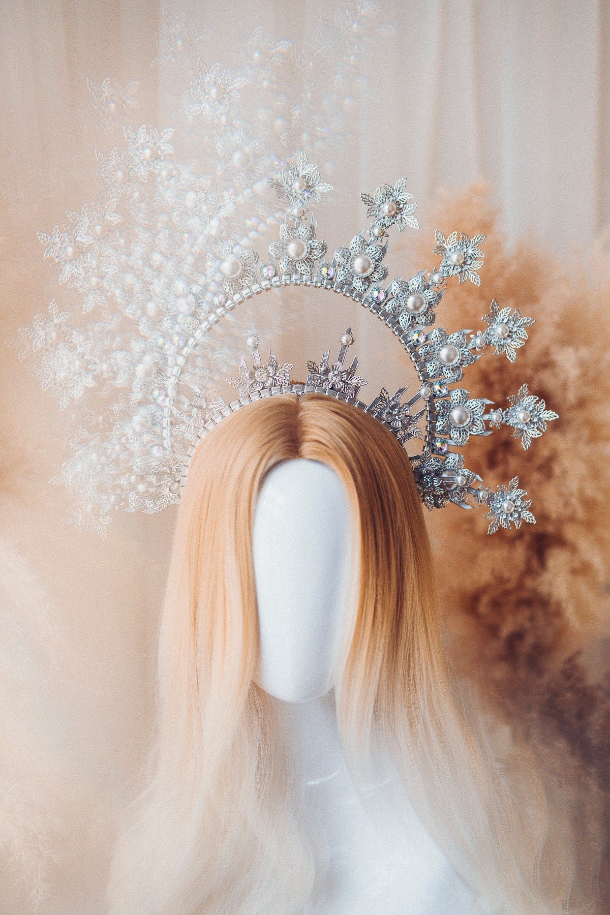 Silver Halo Crown, Halo Headpiece, Festival crown, Festival headpiece, Met Gala Crown, Wedding Crown, Halo crown, Boho Wedding,Halo Headband