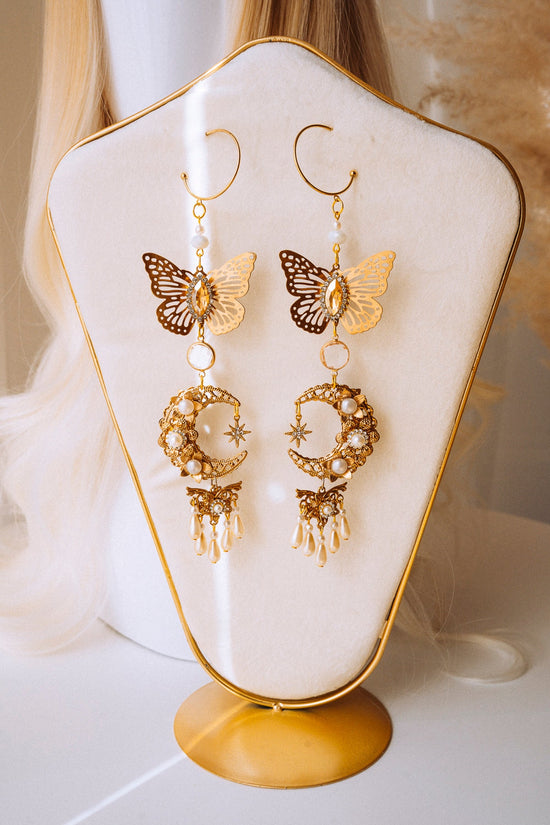 Boho Earrings, Moon Earrings, Handmade Earrings, Boho Style, Gold Boho Earrings, Butterfly Earrings, Rhinestone Earrings, Festival Boho