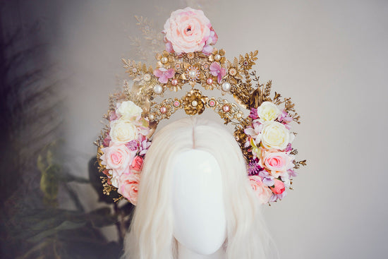 Flower Halo, Sun Jewellery, Moon child, Halo Headpiece, Halo Crown, Halo Headlights, Crown, Celestial, Headpiece, Pregnancy Photo, Goddess