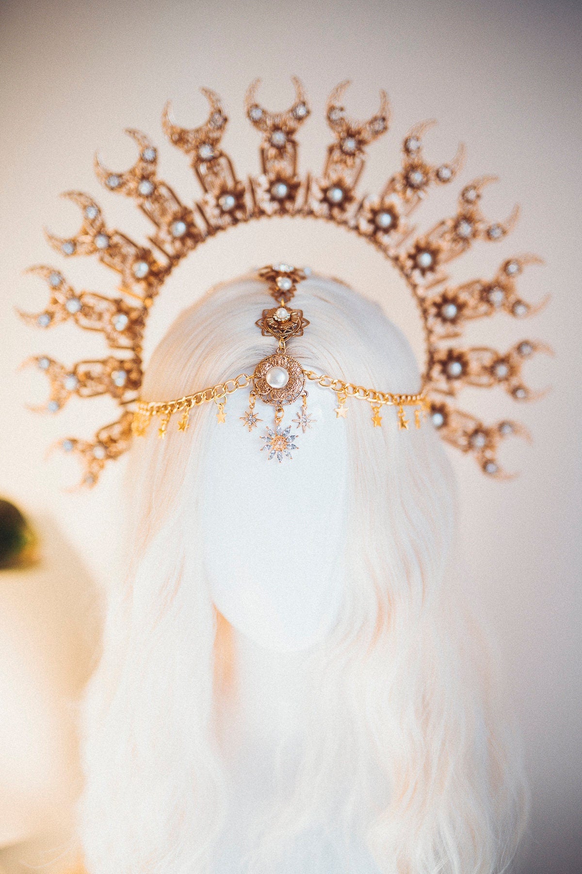 Moon crown, Moon child Halo, Halo, Halo Crown, Halo Headpiece, Halo Headband, Halo Headlights, Gold Halo, Headpiece, Wedding Crown, Boho