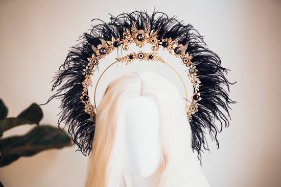 Black Halo Crown, Halo Headpiece, Festival crown, Festival headpiece, Summer Outfit, Wedding Crown, Halo crown, Boho Wedding, Halo Headband