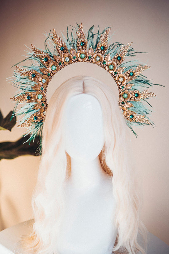 Mint Halo Crown, Halo Headpiece, Festival crown, Festival headpiece, Summer Outfit, Wedding Crown, Halo crown, Boho Wedding, Halo Headband