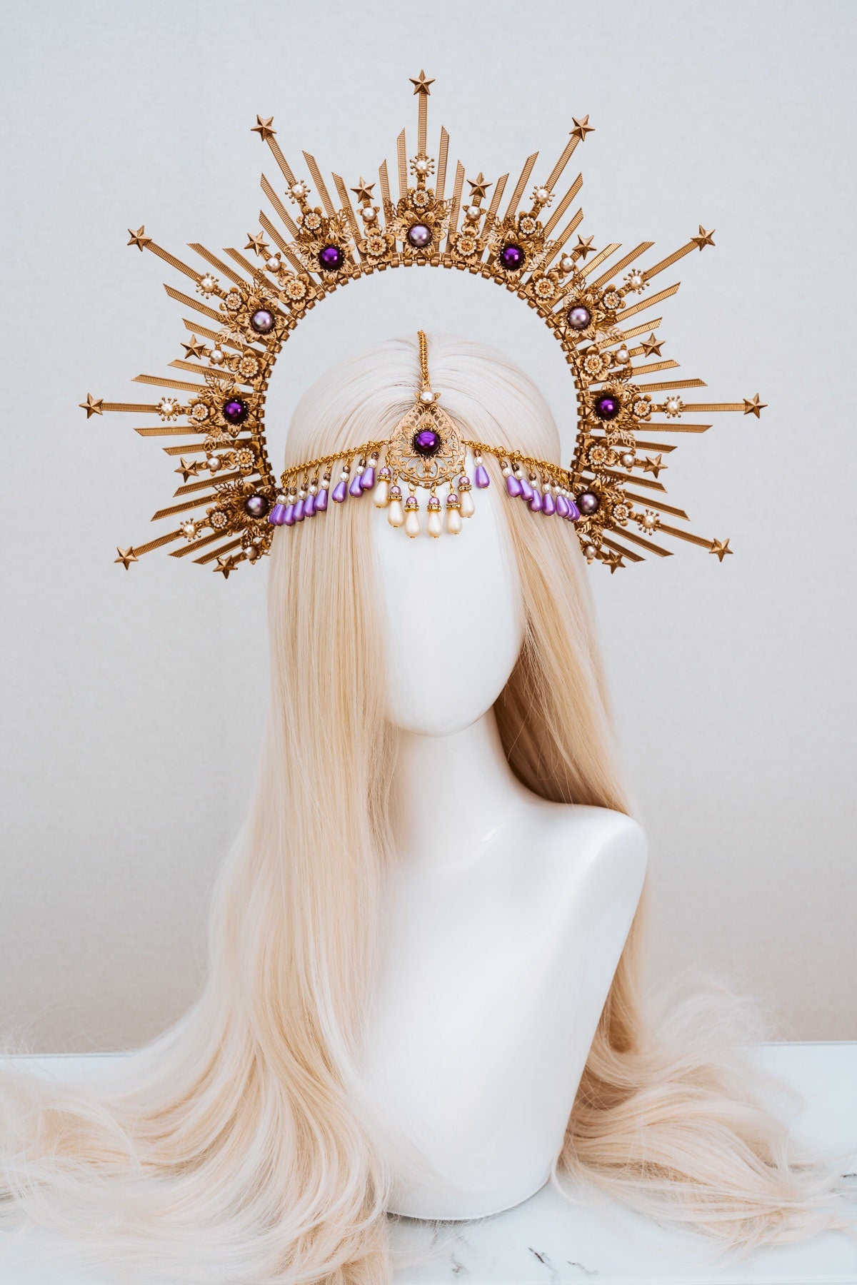 Lavender Halo, Sun Jewellery, Moon child, Halo Headpiece, Halo Crown, Halo Headlights, Crown, Celestial, Headpiece, Pregnancy Photo, Goddess