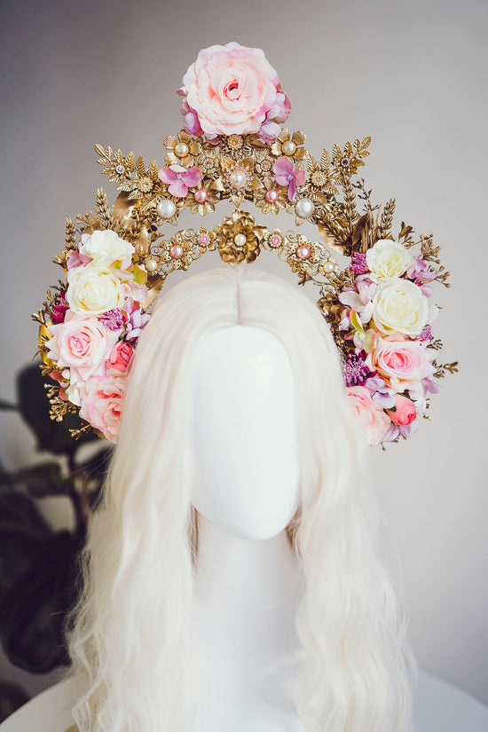 Flower Halo, Sun Jewellery, Moon child, Halo Headpiece, Halo Crown, Halo Headlights, Crown, Celestial, Headpiece, Pregnancy Photo, Goddess