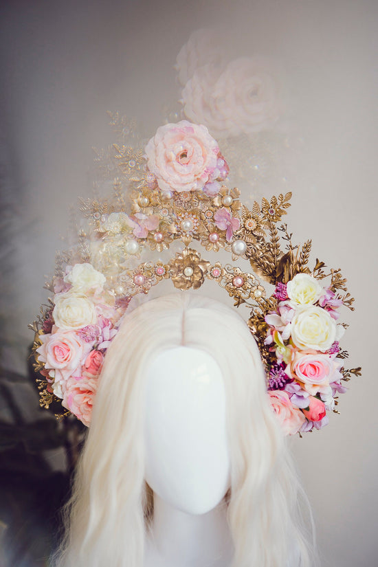 Flower Halo, Sun Jewellery, Moon child, Halo Headpiece, Halo Crown, Halo Headlights, Crown, Celestial, Headpiece, Pregnancy Photo, Goddess