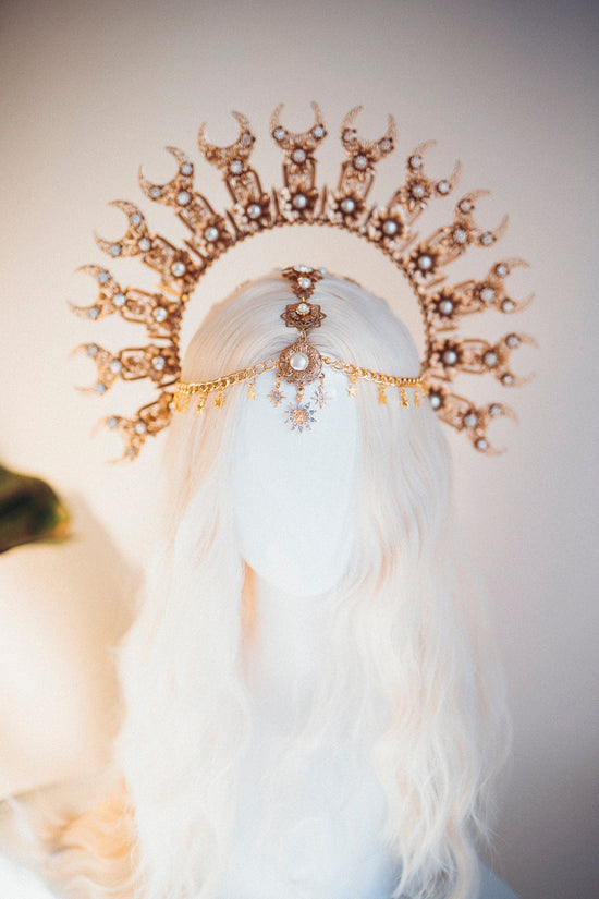 Moon crown, Moon child Halo, Halo, Halo Crown, Halo Headpiece, Halo Headband, Halo Headlights, Gold Halo, Headpiece, Wedding Crown, Boho