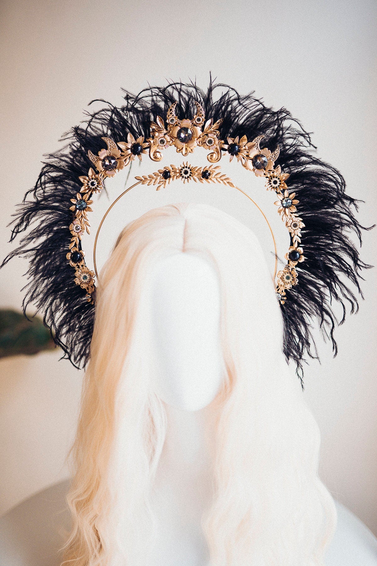 Black Halo Crown, Halo Headpiece, Festival crown, Festival headpiece, Summer Outfit, Wedding Crown, Halo crown, Boho Wedding, Halo Headband