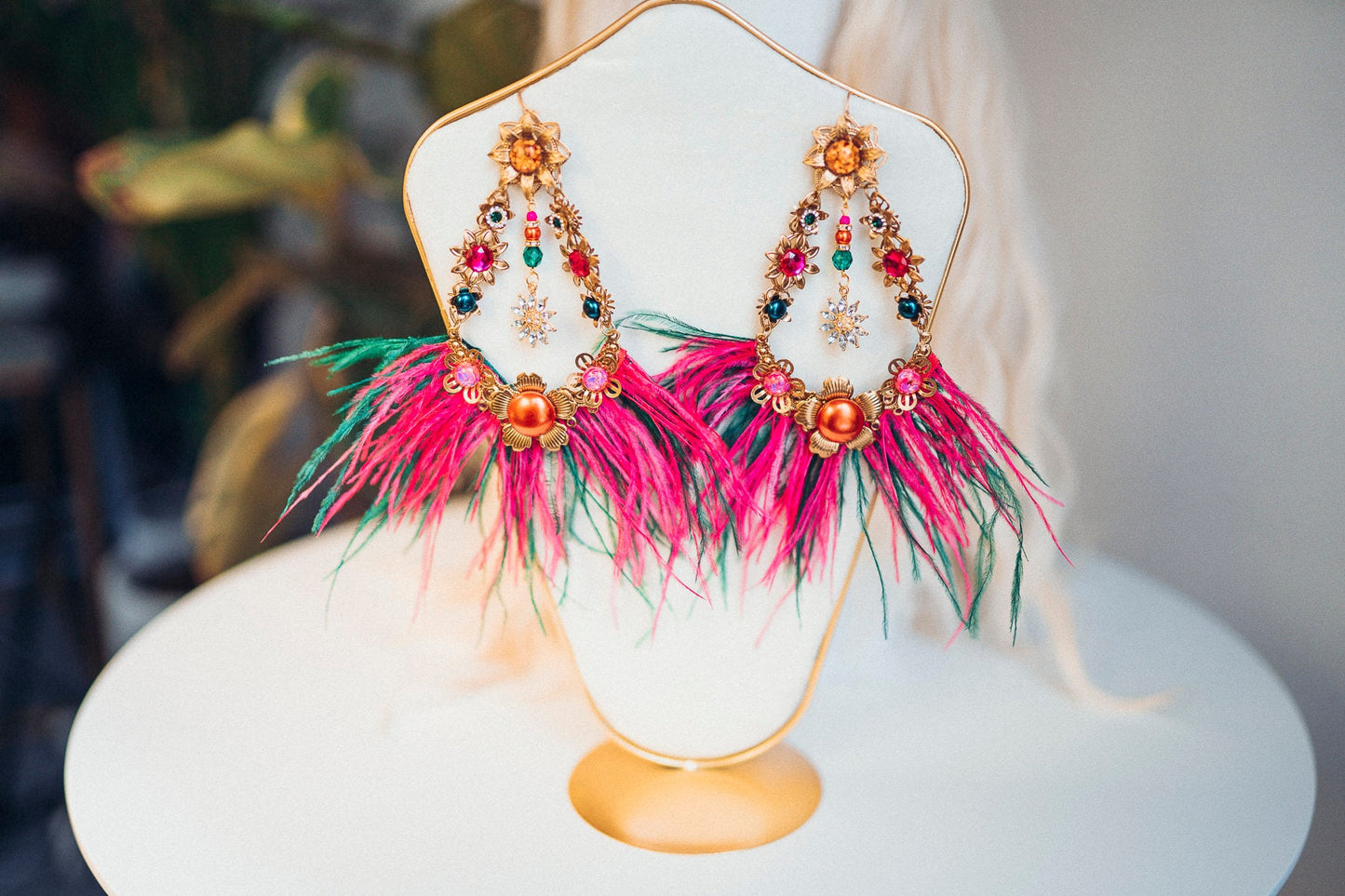 SALE Feather Earrings, Festival Earrings, Pink Earrings, Long Feather Earrings, Summer Earrings, Extravagant Earrings, Boho