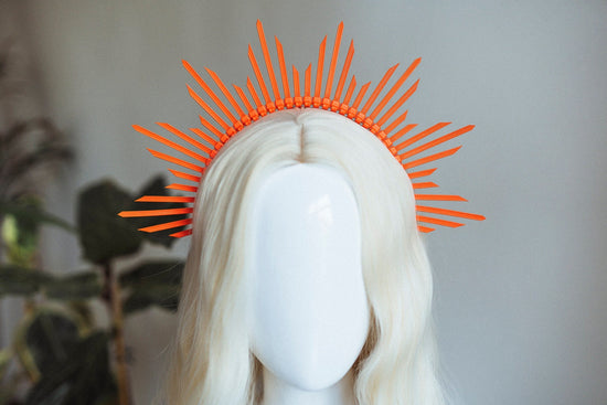 Orange Halo Crown, Halo Headpiece, Festival crown, Burning man, Zip ties crown, Halo crown, Halo Headband, Festival Fashion, Rave outfit