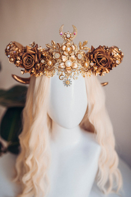 Aries Crown Zodiac Signs Celestial Headband Festival Fashion Gold Horns Headpiece Gold Tiara Birthday Party Headband Burning Man Halloween