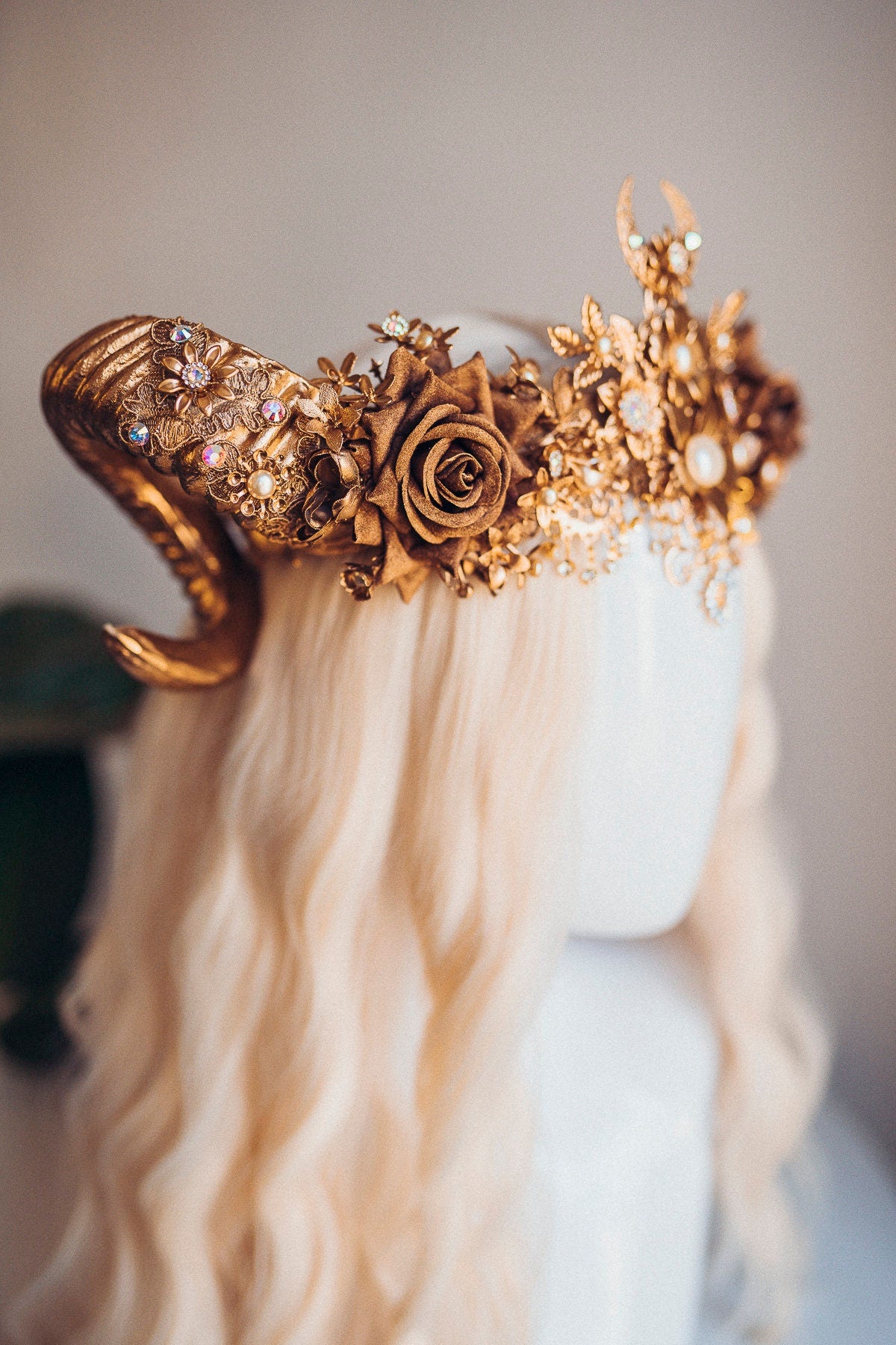 Aries Crown Zodiac Signs Celestial Headband Festival Fashion Gold Horns Headpiece Gold Tiara Birthday Party Headband Burning Man Halloween