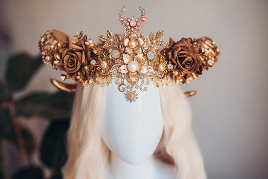 Aries Crown Zodiac Signs Celestial Headband Festival Fashion Gold Horns Headpiece Gold Tiara Birthday Party Headband Burning Man Halloween