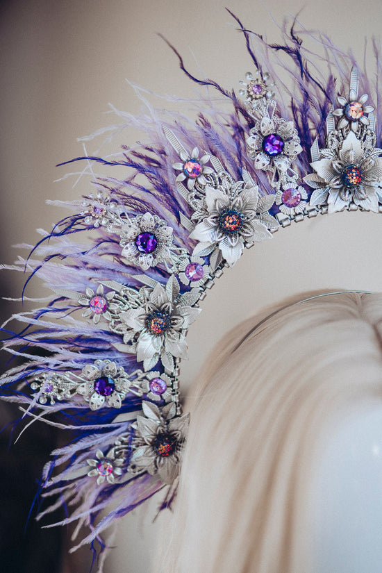 Lavender Halo Crown Halo Headpiece Festival crown Festival headpiece Silver Halo Wedding Crown Halo Boho Wedding Halo Headband